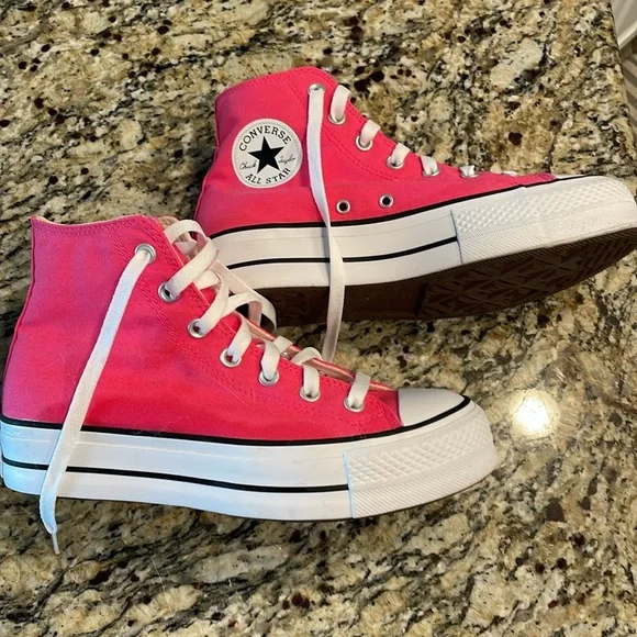 🩷Pink Platform High top Converse 8.5Like new condition. All star Lift. - Picture 4 of 8